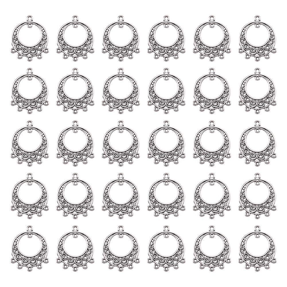 3146 100pcs Antique Silver Hollow Chandelier Component Links with 5 Holes